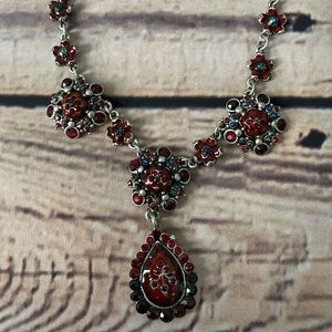 DF Amber Crystal Elegant Costume Chain  Necklace